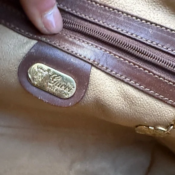 Vintage Gucci Leather Coated Canvas GG Crossbody Bag